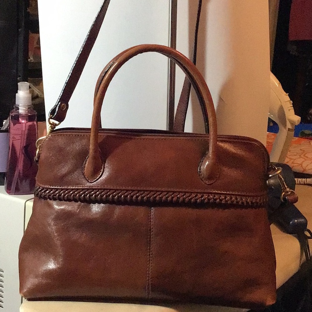 Giani Bernini Brown Leather Satchel with Adjustable Strap